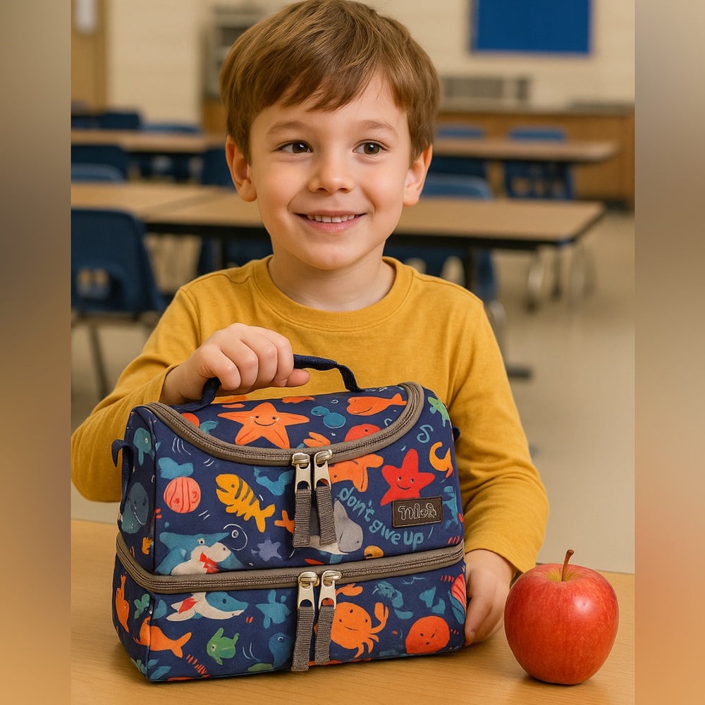 TILAMI Kids' Blue Lunch Bag with Sea Creatures